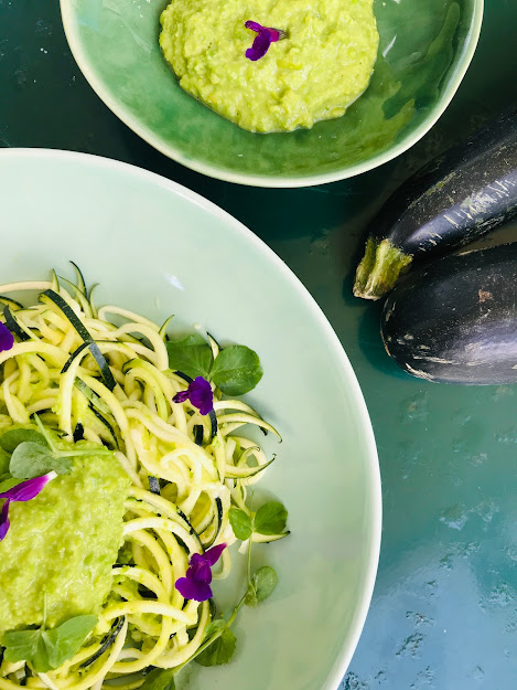 Passionately Raw! - Raw Zucchini Pasta With Fresh Wasabi Spiced Sauce