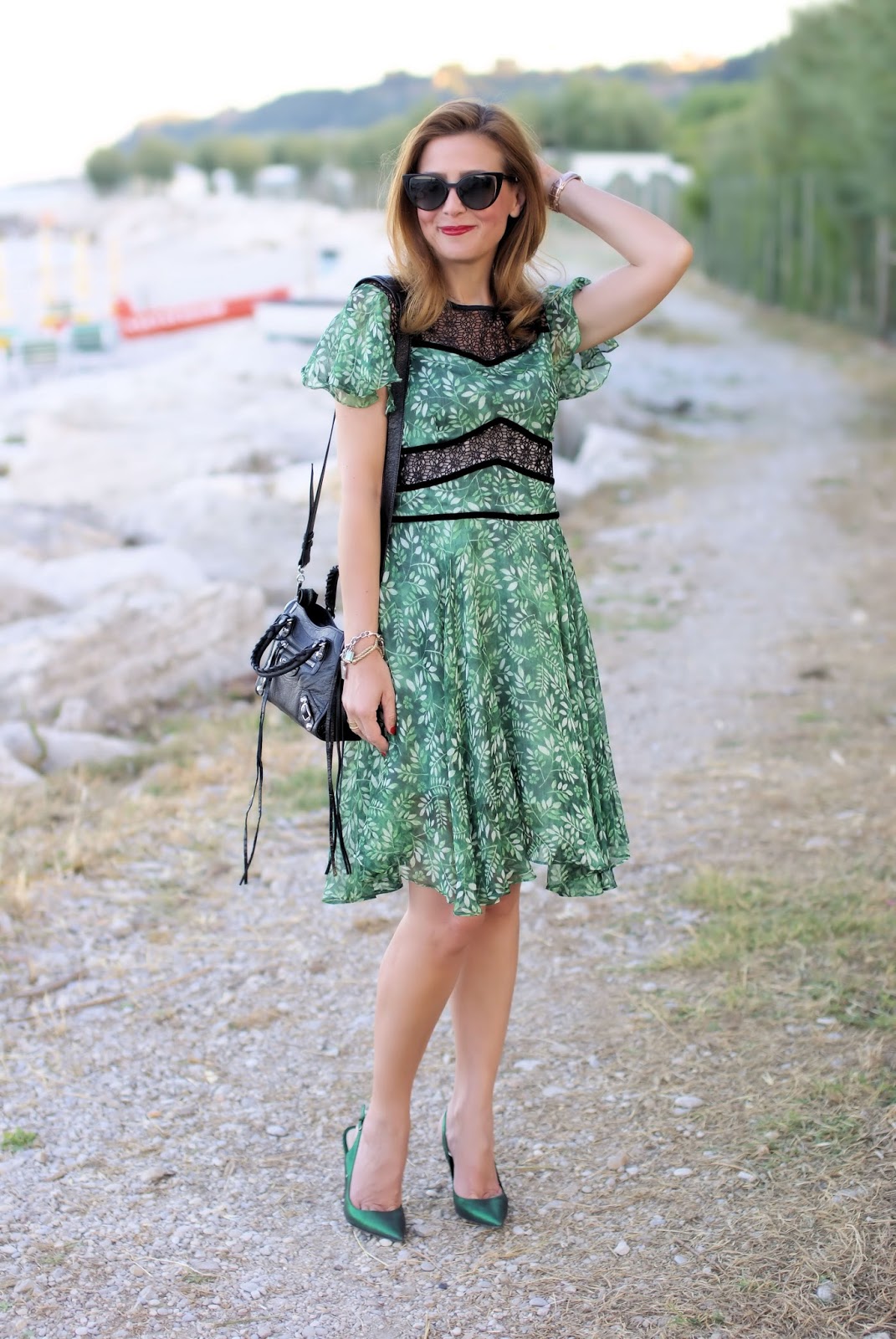 Flutter sleeves hollow out leaves print dress | Fashion and Cookies ...