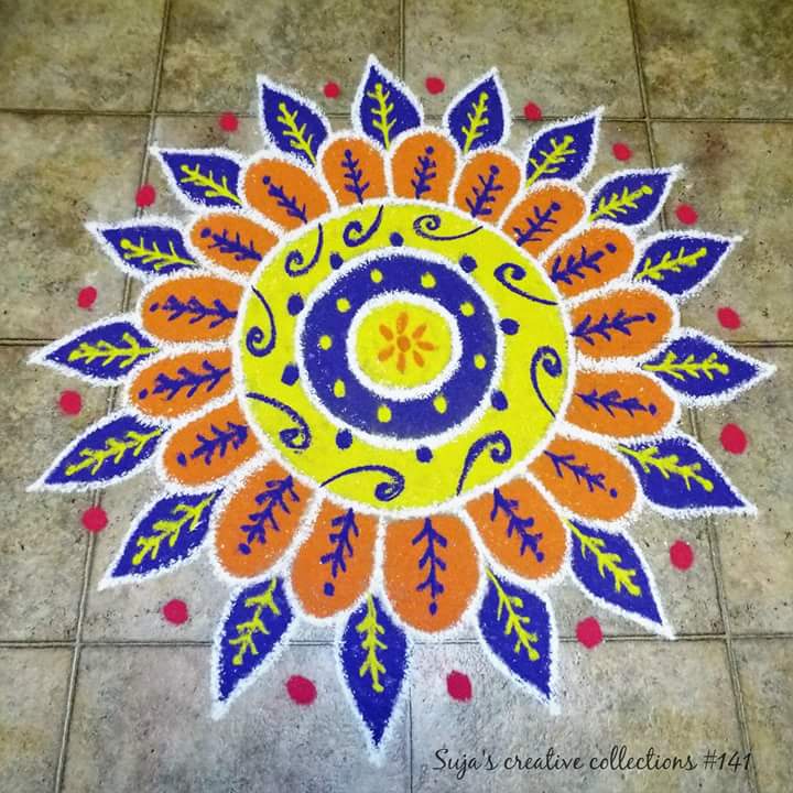 TELUGU WEB WORLD: SUN-FLOWER STAR RANGOLI ART IDEAS
