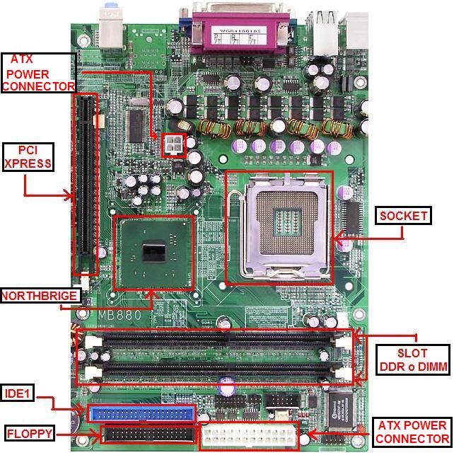 Tipos de Procesadores Partes Importantes de una Motherboard