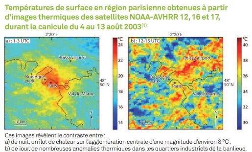 Carte de températures en Ile de France