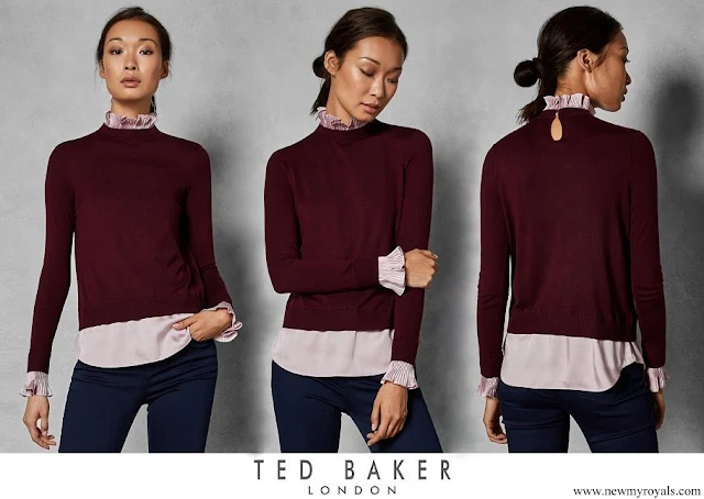 Princess Stephanie wore Ted Baker Pleated Neck Collar Jumper