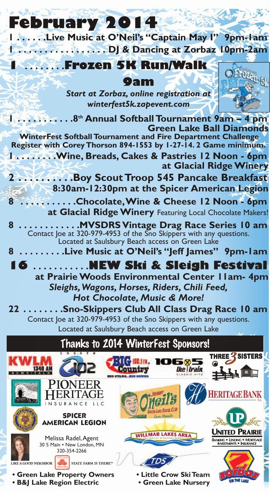 "Spicer is Nicer" Spicer, MN Happenings WinterFest 2014 Events Schedule!
