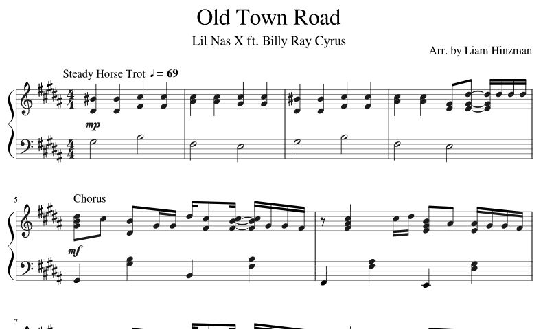 Old Town Road Piano Sheet Music Free.