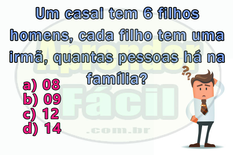 Um casal foi para um piquenique. Eles tem 5 filhos e cada filho tem 7  irmãs veja a resposta - Gênio Quiz