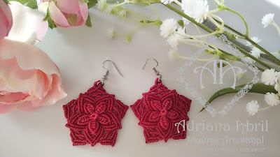 Pendientes en macramé, aros, aretes, Earrings, hoops, earrings in macramé by #AdrianaAbril