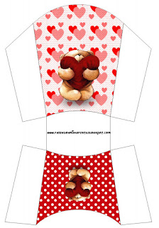 Teddy Bear in Love: Free Printable Boxes. Teddy Bear in Love Free Printable Fries Box.
