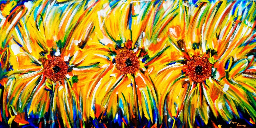 pinturas-al-oleo-de-flores-girasoles