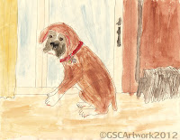 baxter boxer dog watercolor painting