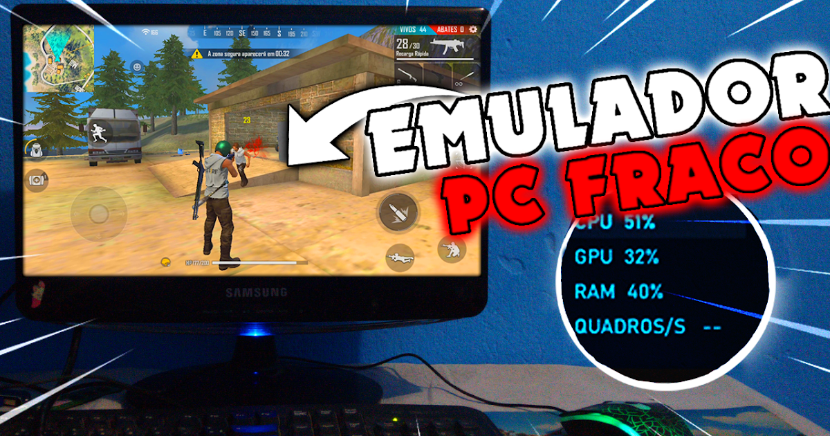 EMULADOR BOM PARA PC FRACO 2GB,1GB SEM VIRTUALIZAÇÃO JOGAR FREE FIRE