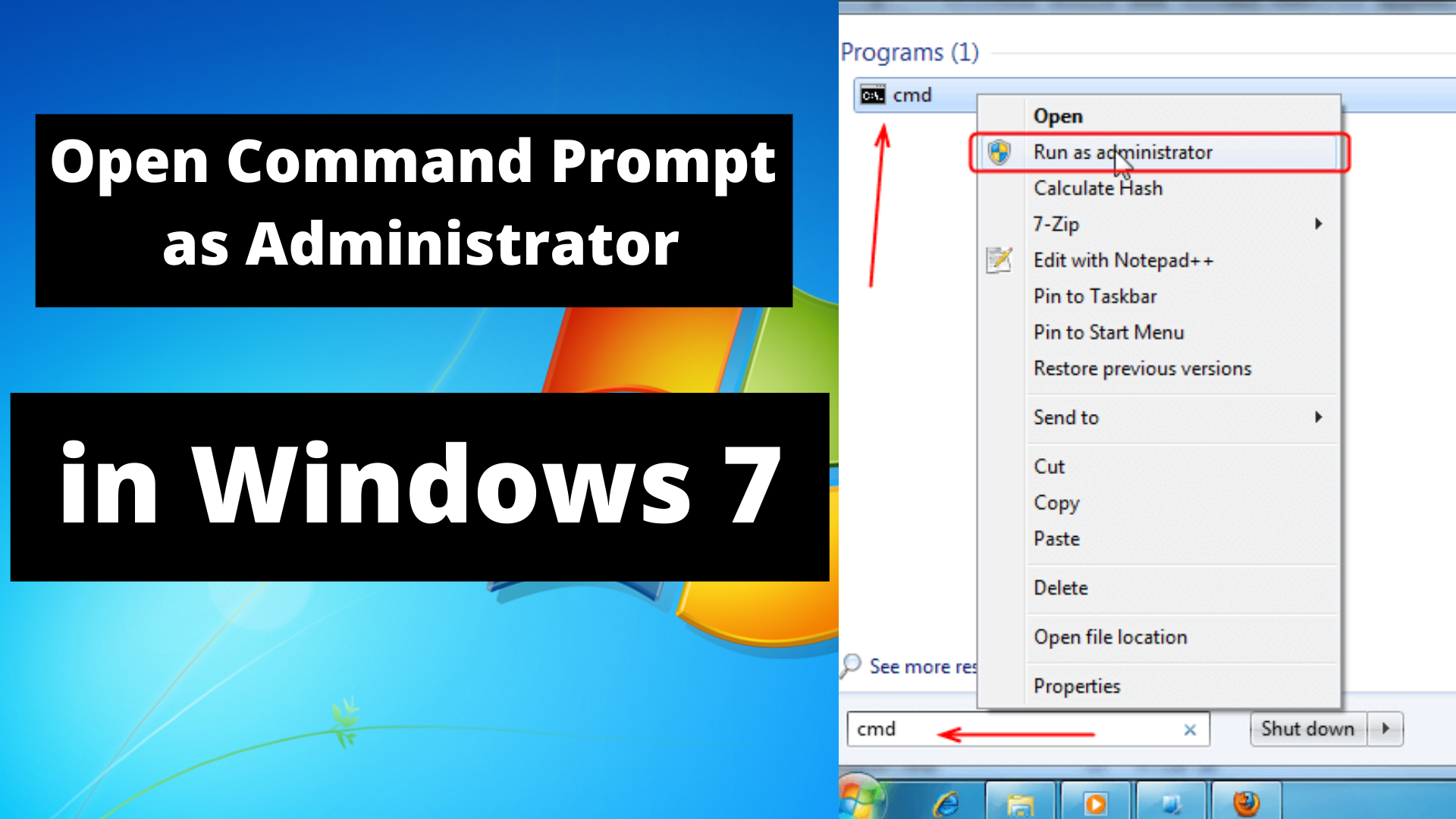 Cmd as Administrator. Run Administrator Windows. Prompt here.
