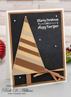 Learn how to use scraps to create a Brushed Metallic Christmas Tree Christmas card using Itty Bitty Christmas Greetings Stamp Set