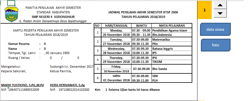 DOWNLOAD KARTU LEGITIMASI UJIAN PAS DAN PAT ( JENJANG SD, SMP DAN SMA