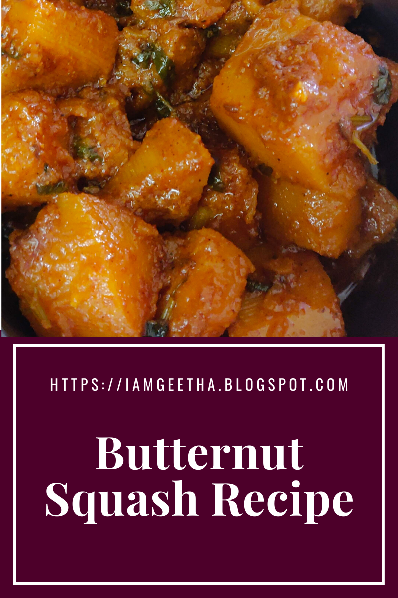 Butternut Squash Indian style Recipe IamGeetha