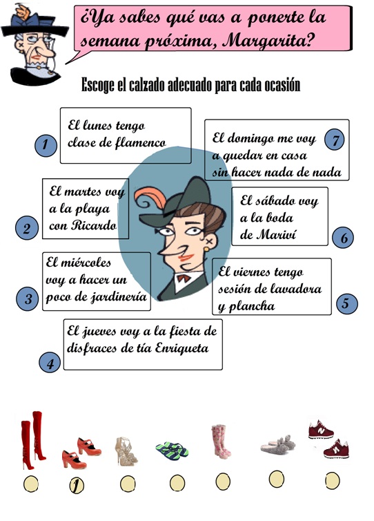 Spanish Test Spanish Vocabulary Test Choose the right shoes (A1)