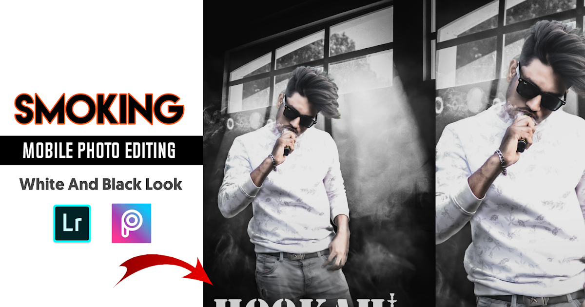 Smoking Photo Editing effect Black and White Look For PicsArt Step