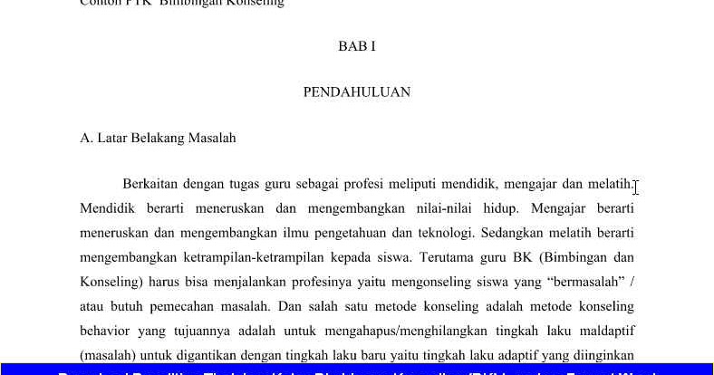 Download Penelitian Tindakan Kelas Bimbingan Konseling Bk Lengkap Format Word Berkas Sekolah