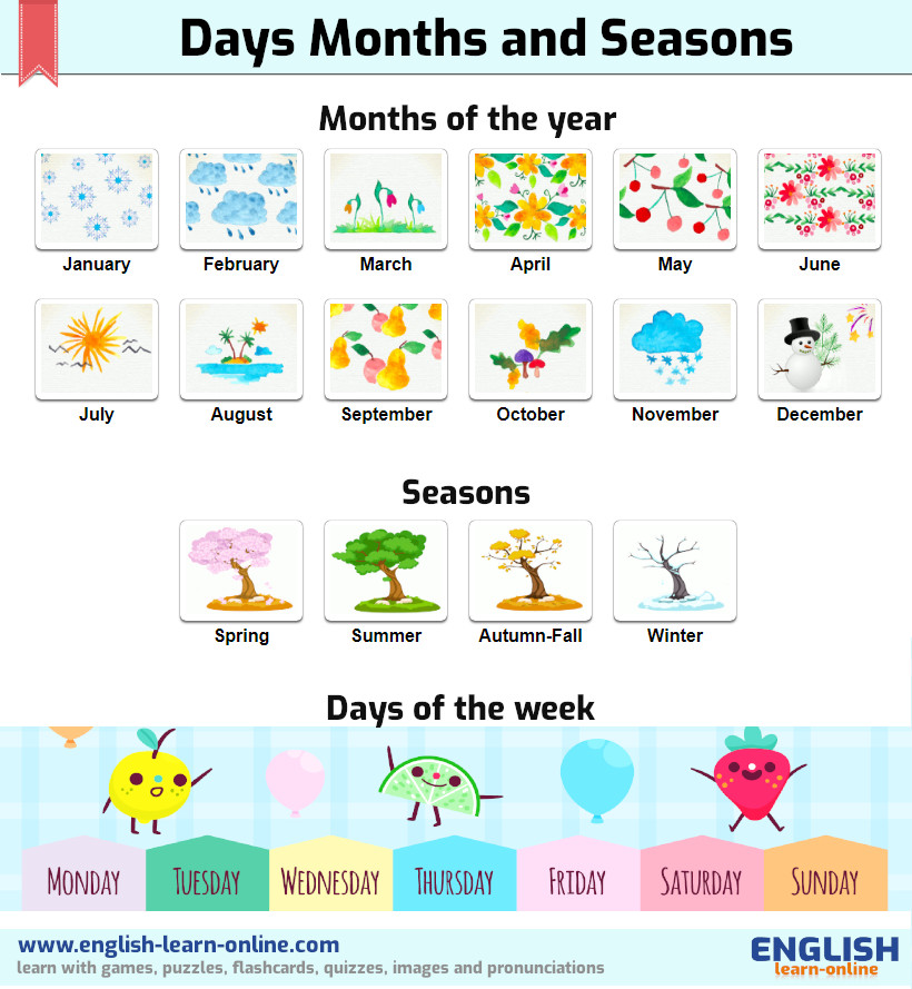 Days Months Seasons English Worksheet