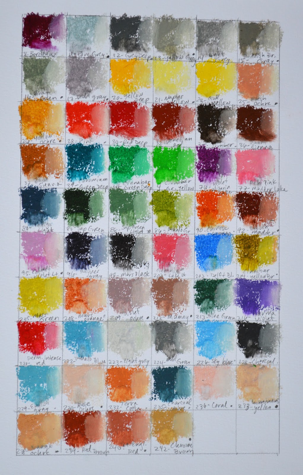 Oil Pastel Color Chart