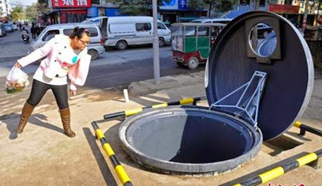 Tempat Sampah Bawah Tanah Di China Mencuri Perhatian Warga tempat sampah bawa tanah