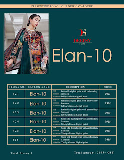 Deepsy Elan 10 Satina Silk Pakistani Suits Collection in Wholesale Rate 