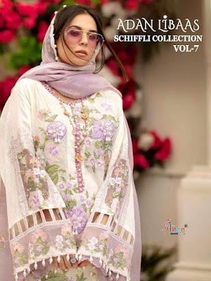 Shree Fab adan Libas Chiffli collection 7 Pakistani Suits