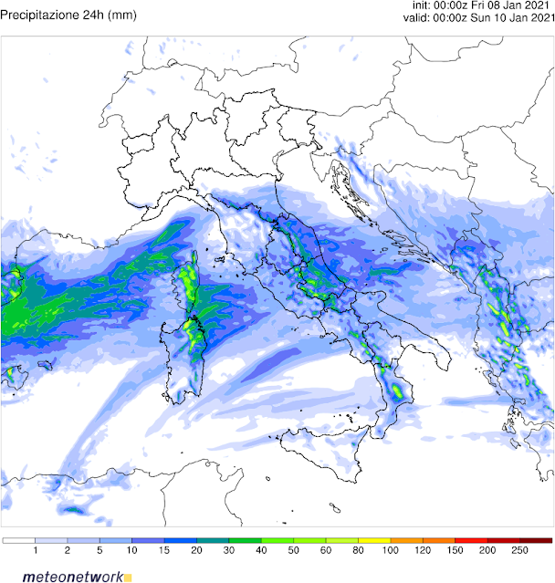 Precipitazioni in mm WRF Italia