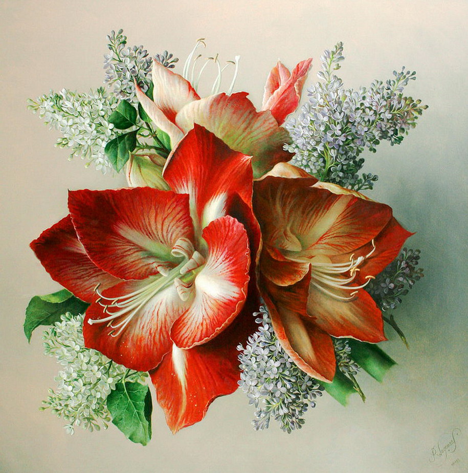Cuadros, pinturas, oleos: Imágenes de bodegones de flores pintadas