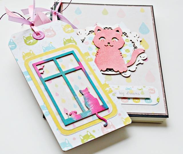 komplet z kotami notes i zakładka ozdobiona kotami