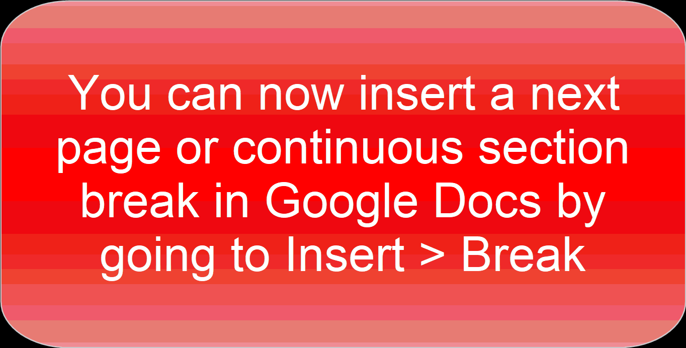 Time to Talk Tech You can now insert a next page or continuous