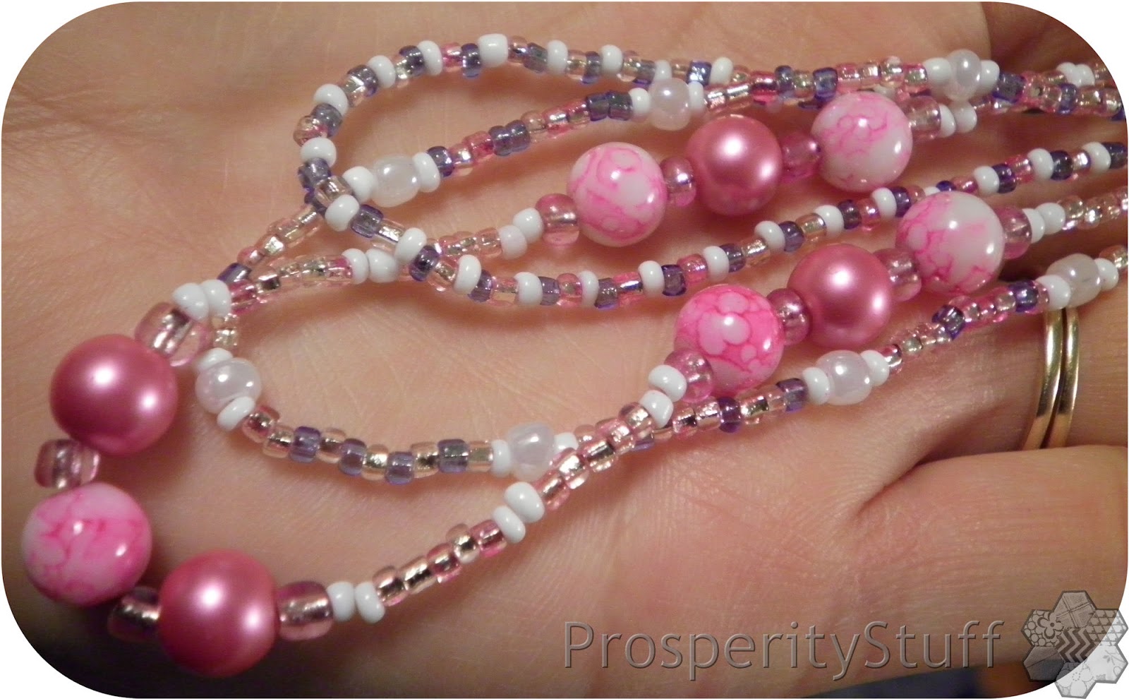 ProsperityStuff Quilts Beads Pink and White and Blue