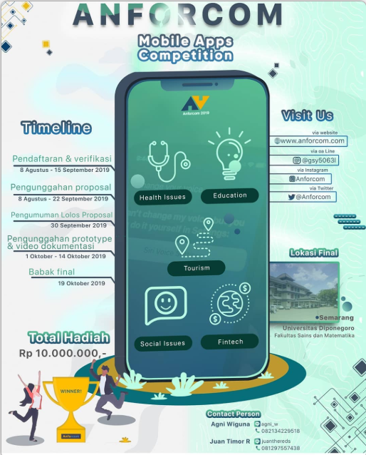 Lomba Programming Mobile Apps Nasional ANFORCOM 2019 Untuk Mahasiswa
Lomba Programming Mobile Apps Nasional ANFORCOM 2019 Untuk Mahasiswa