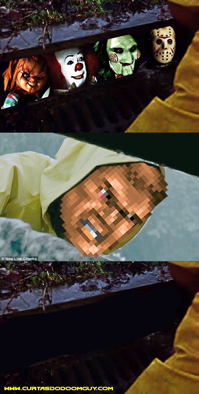 Doomguy assustando monstros de filmes de terror Doomguy assustando monstros de filmes de terror