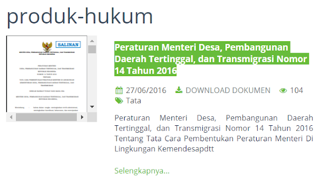 Peraturan Menteri Desa, Pembangunan Tempat Tertinggal, Dan Transmigrasi