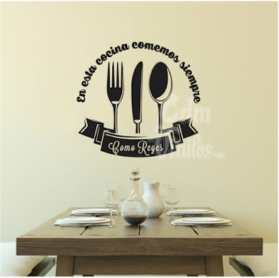 vinilos decorativos cocina pared cubiertos utensillos cocina cuchillo cuchara