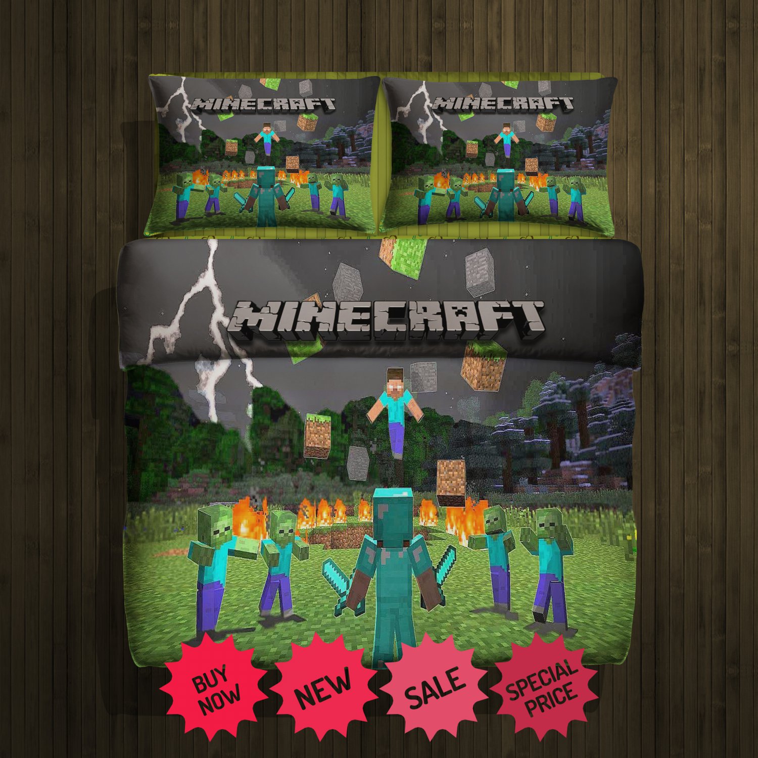 Minecraft best hero fleece blanket Large & 2 pillow Cases 81861897