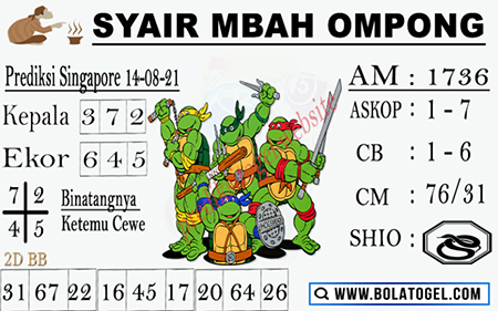 Syair Mbah Ompong SGP Sabtu 14-08-2021