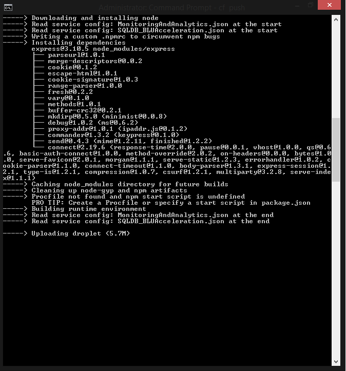 Node.js With Express Framework Basic App on IBM Bluemix Deploying