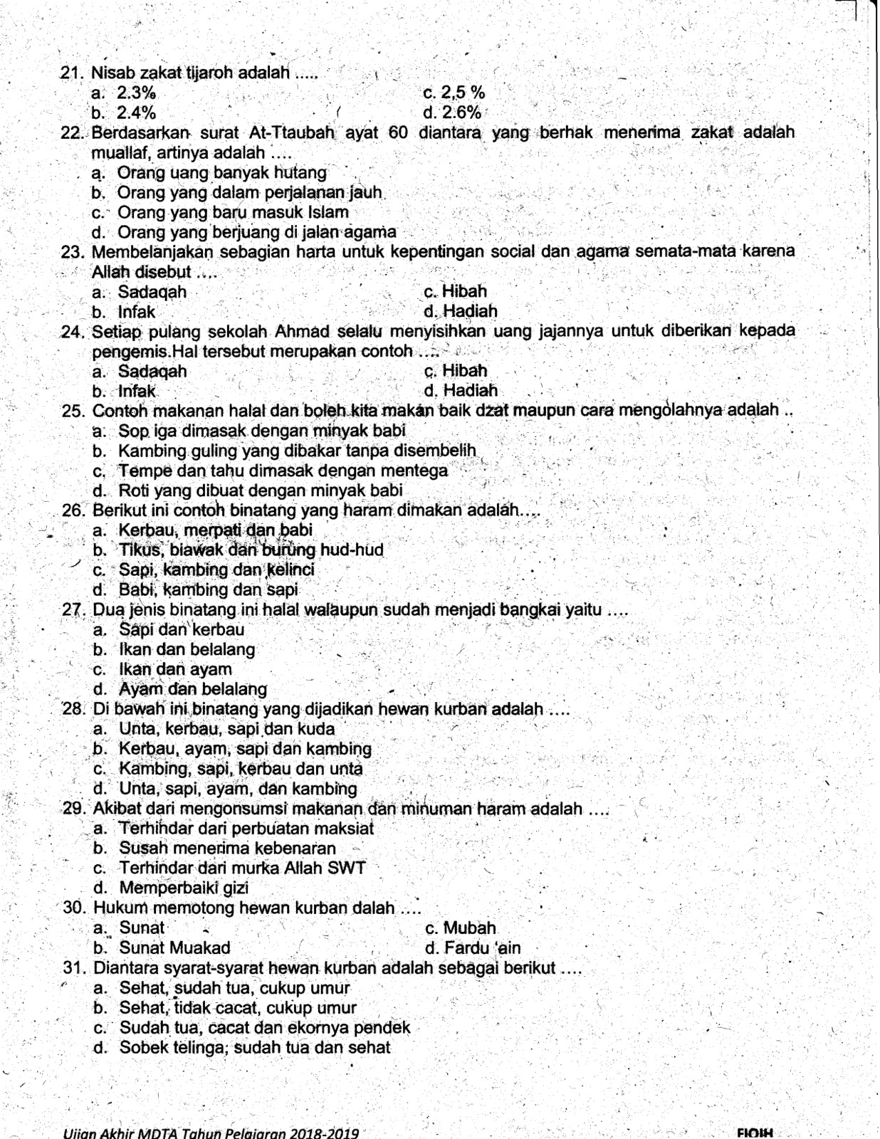 Soal Ujian Tpq 2019 Download File Guru