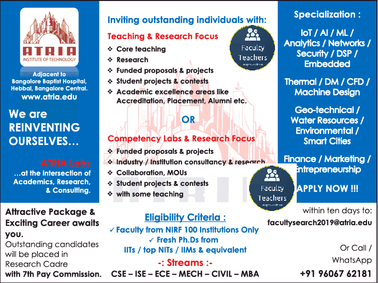 Atria Institute of Technology | Hebbal, Bengaluru | Placements