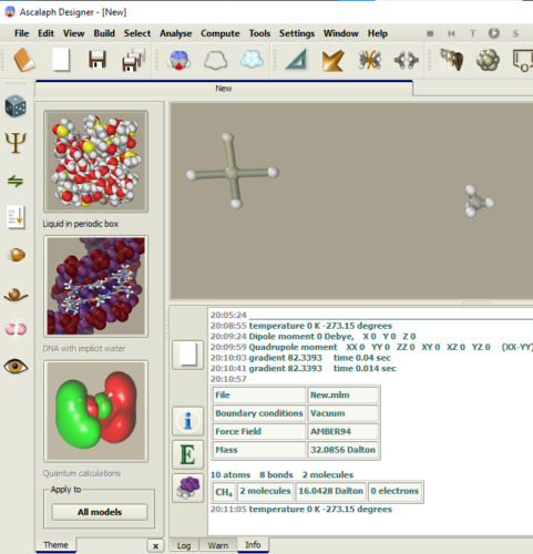 Beste gratis software voor moleculaire modellering Ascalaph Designer