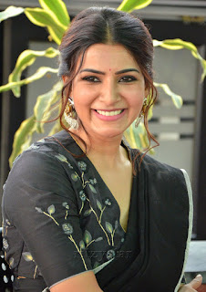 Samantha Akkineni Black Saree Stills at Jaanu Movie Interview