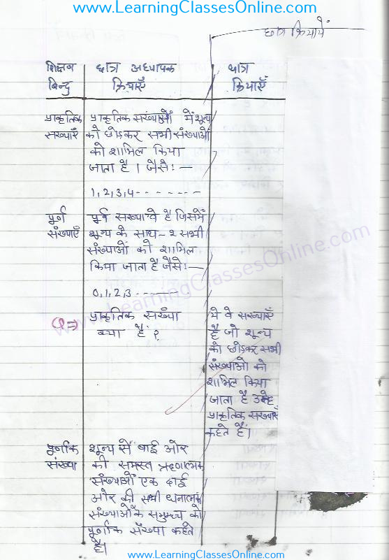 math lesson plan on number in hindi