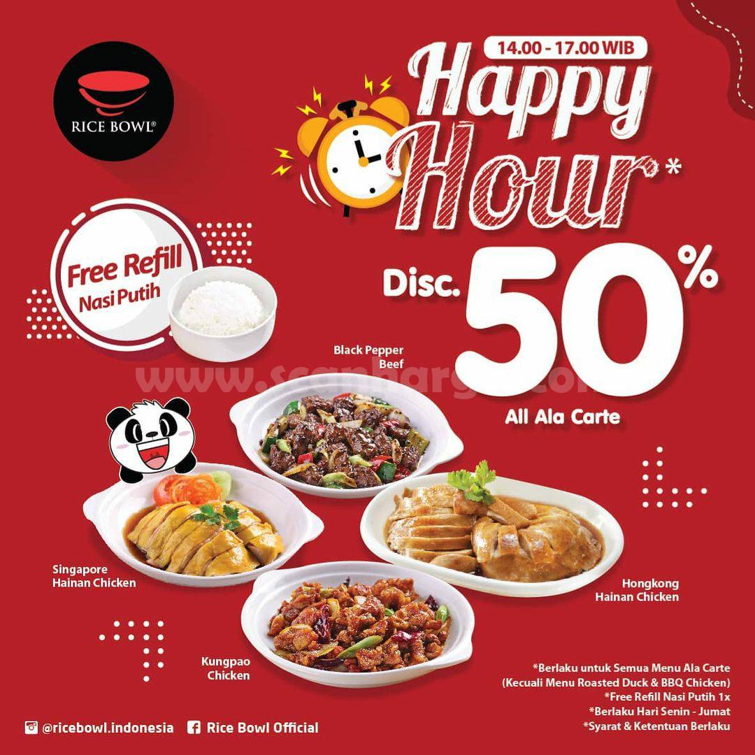 Promo RICE BOWL HAPPY HOUR DISKON 50 untuk Menu Ala Carte scanharga