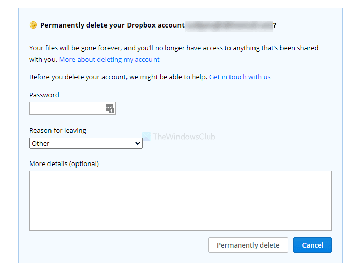 如何永久删除 Dropbox 帐户