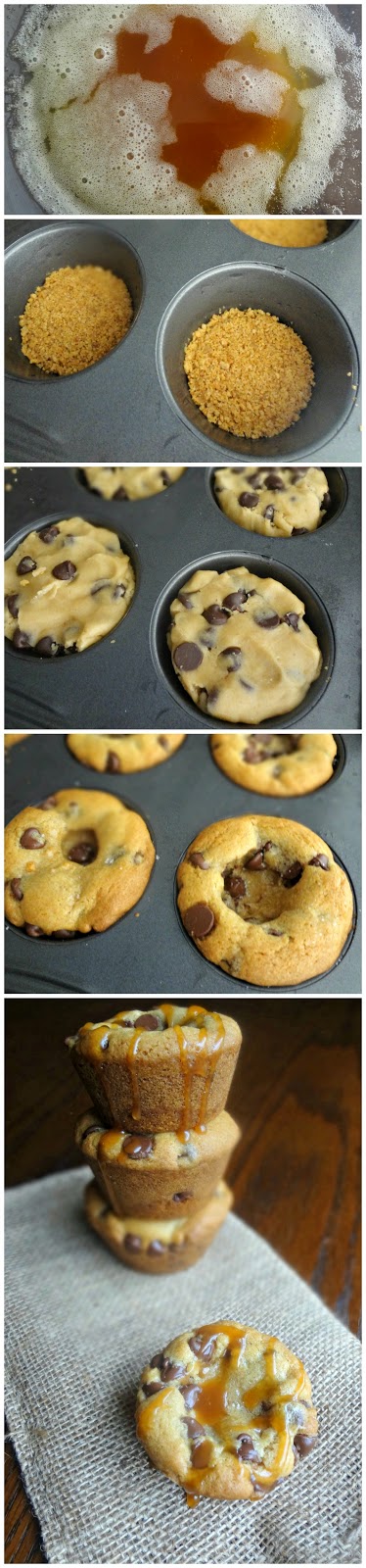 Browned Butter Salted Caramel Chocolate Chip Cookie Cups with Graham Cracker Crusts Browned Butter Salted Caramel Chocolate Chip Cookie Cups with Graham Cracker Crusts