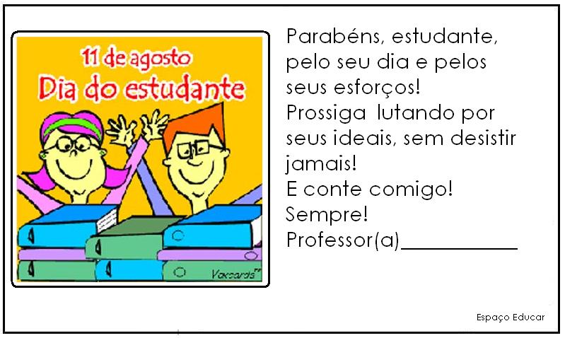Cartões para o dia do estudante!