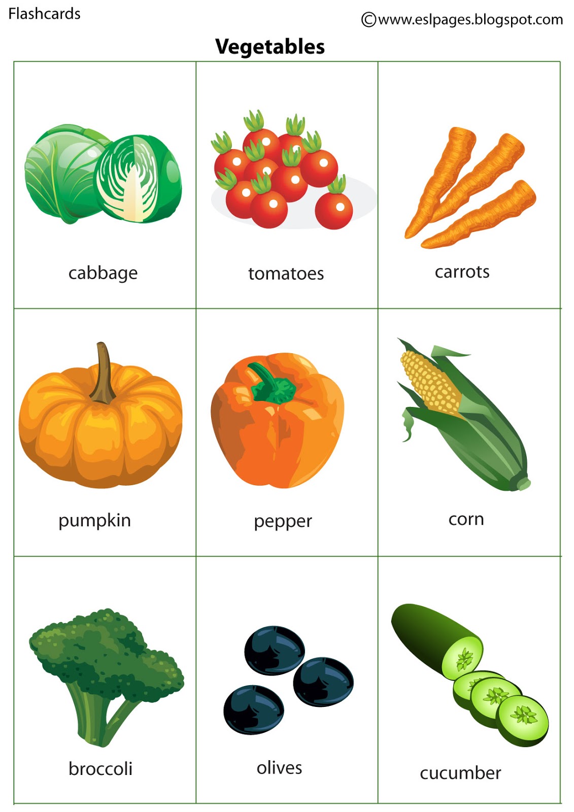 Printable Vegetables
