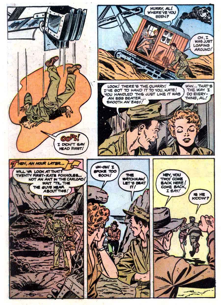 Matt Baker golden age 1950s st john canteen kate war comic book page art - Fightin' Marines #7