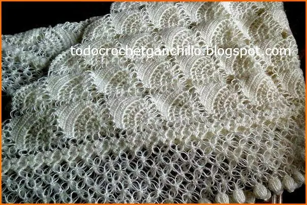 Chal blanco de ensueño - crochet con patrón